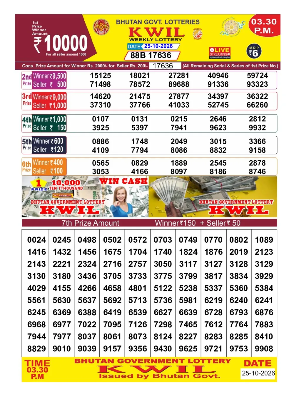 Bhutan Kwil 3:30 PM Result 25-Oct-2026